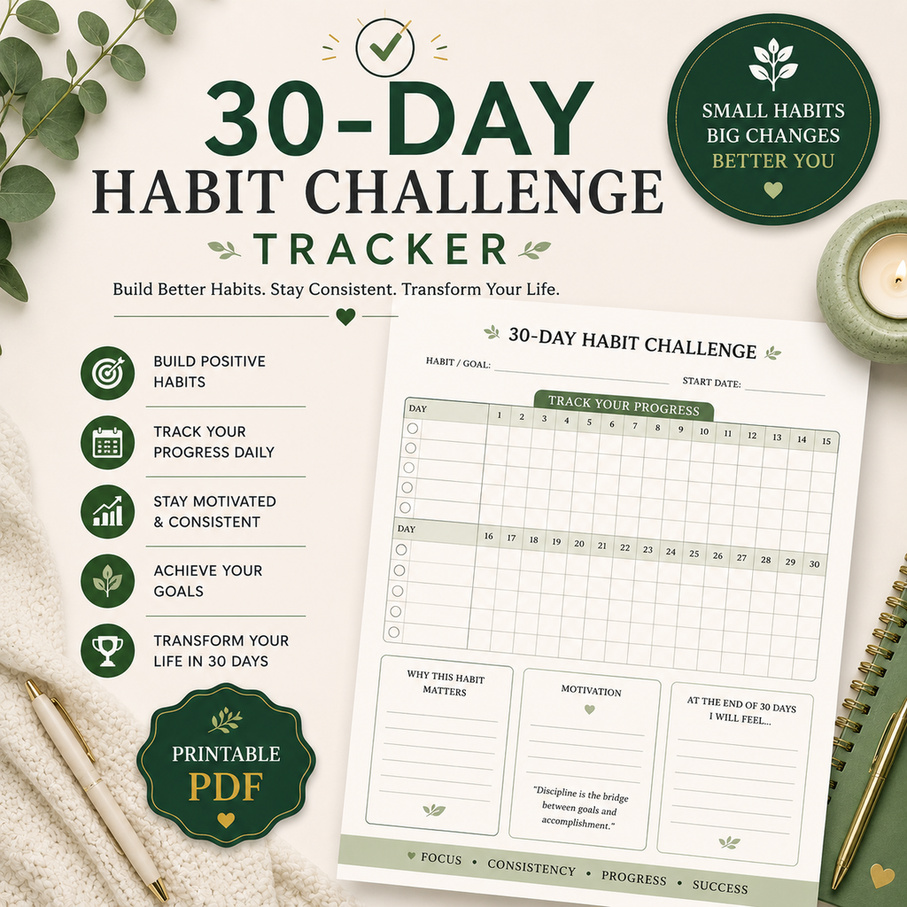 Wellness Planner Bundle | Habit Tracker, Self-Care Planner, Sleep Tracker, Meal Planner Printable PDF