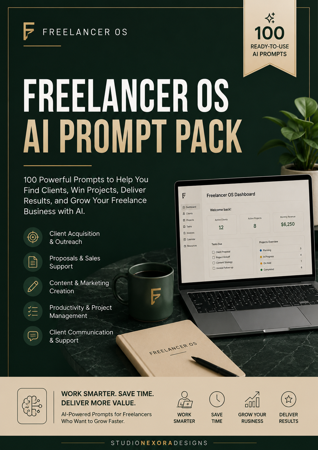 Freelancer OS Ultimate Bundle | Notion Dashboard, AI Prompt Pack & Freelance Business Guide
