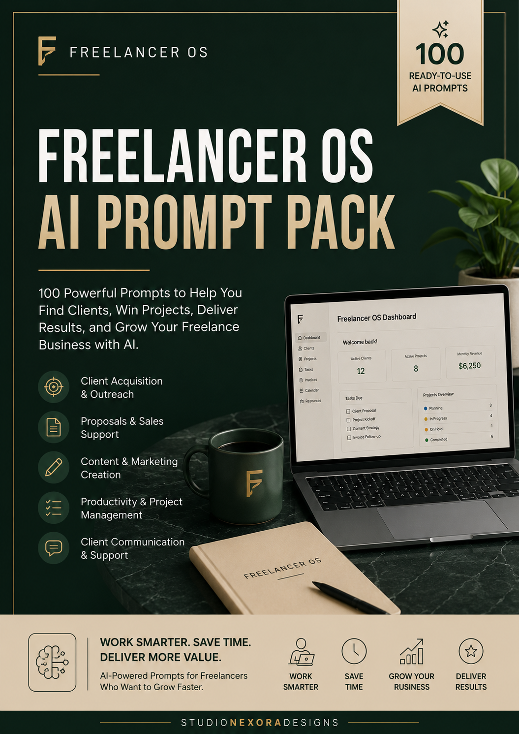 Freelancer OS Ultimate Bundle | Notion Dashboard, AI Prompt Pack & Freelance Business Guide