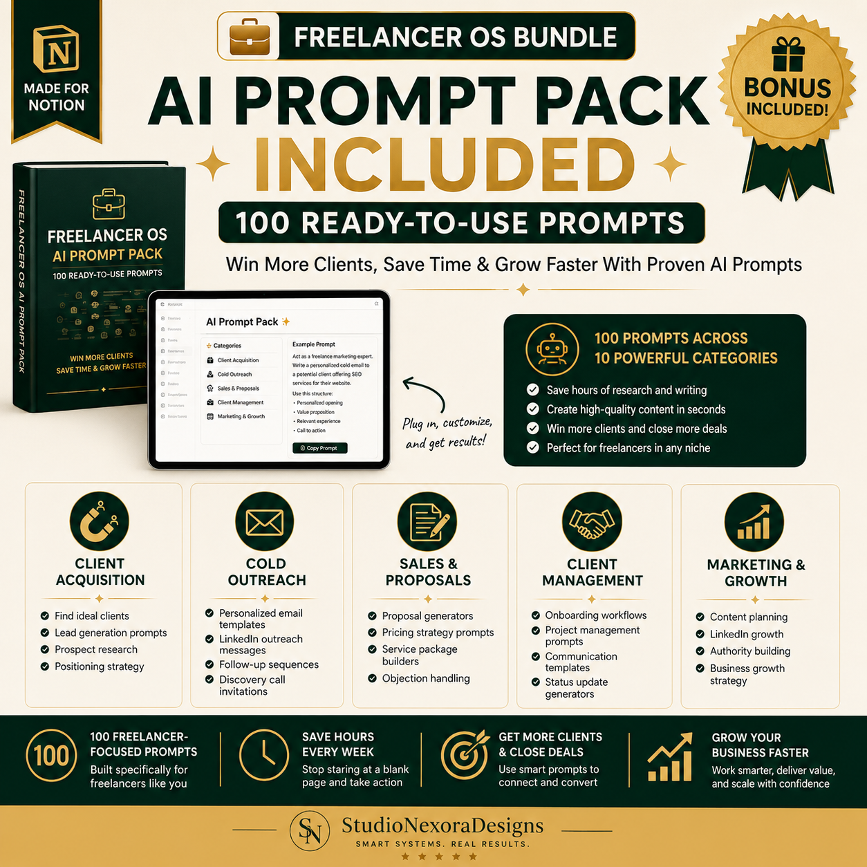 Freelancer OS Ultimate Bundle | Notion Dashboard, AI Prompt Pack & Freelance Business Guide