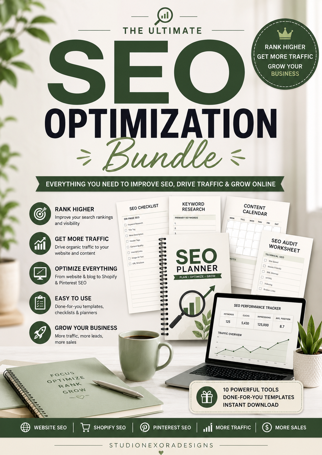 SEO Optimization Bundle | 40-Page SEO Workbook & Growth System