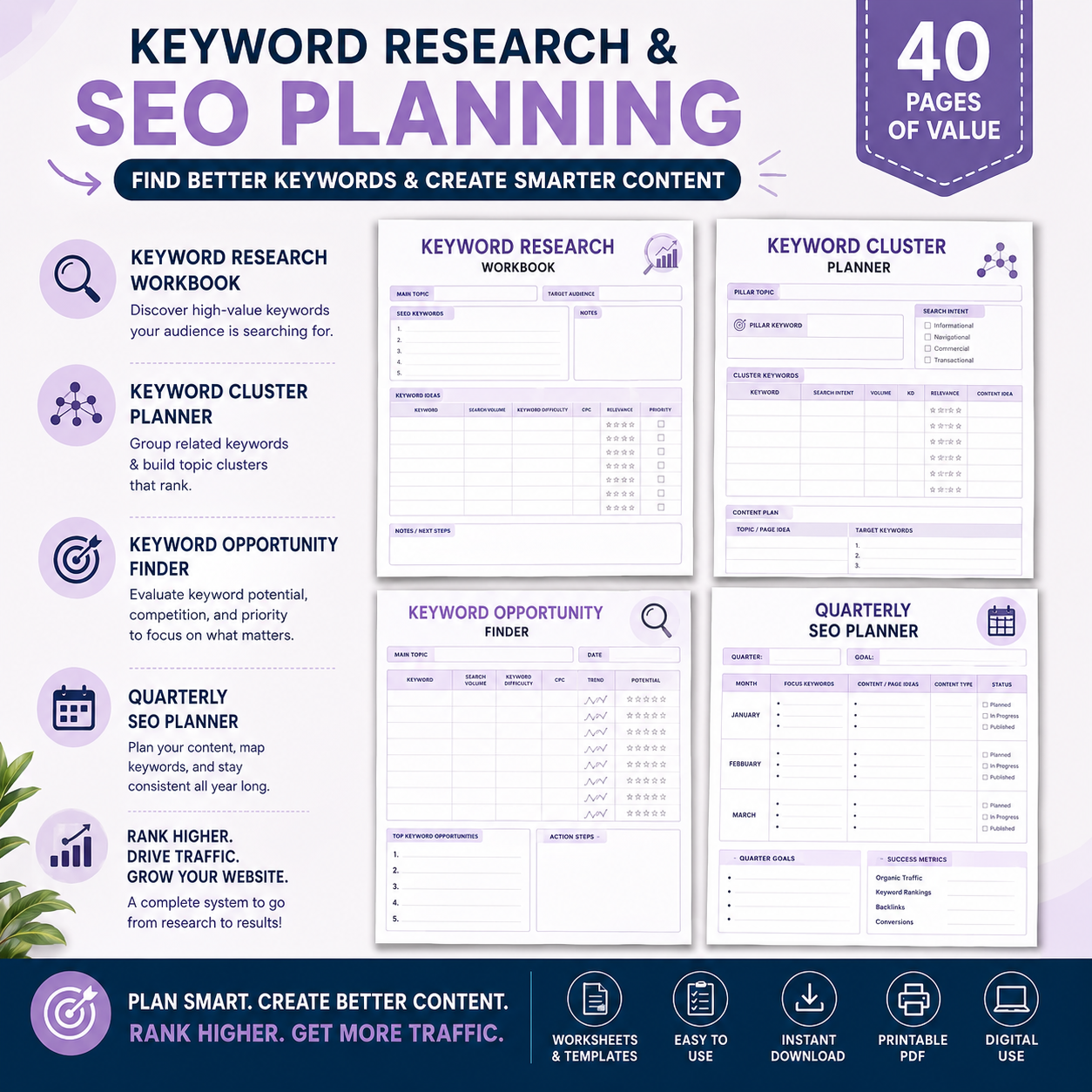 SEO Optimization Bundle | 40-Page SEO Workbook & Growth System