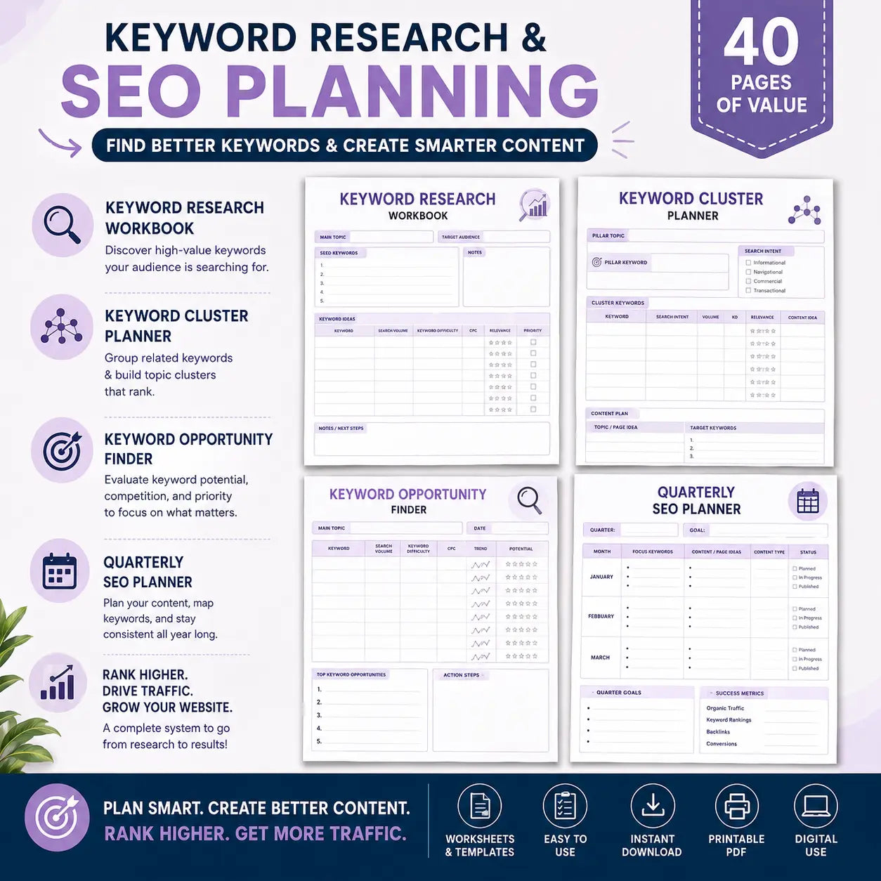 SEO Optimization Bundle | 40-Page SEO Workbook & Growth System