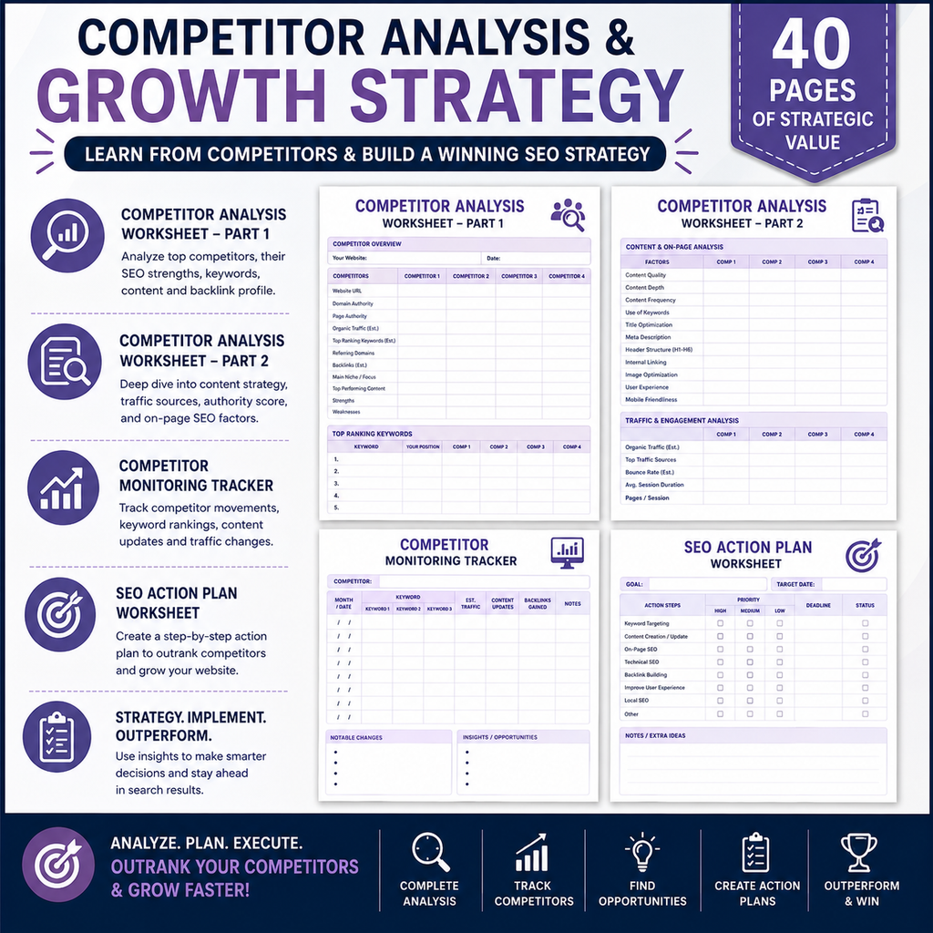 SEO Optimization Bundle | 40-Page SEO Workbook & Growth System