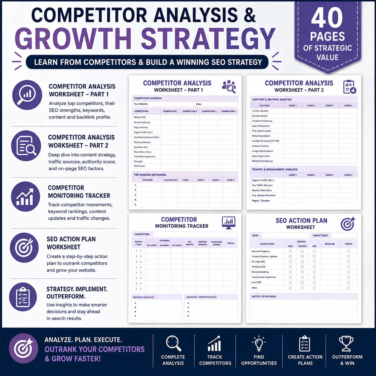 SEO Optimization Bundle | 40-Page SEO Workbook & Growth System