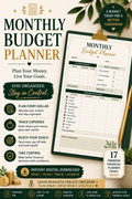 Monthly Budget Planner | Printable Budget Worksheet & Finance Tracker