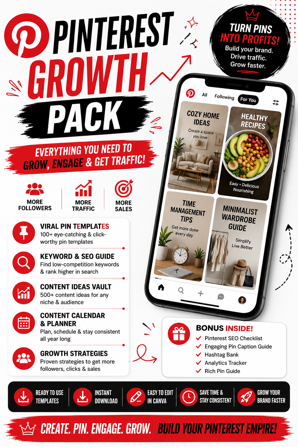 Pinterest Growth Pack | Traffic Growth Ideas & Templates