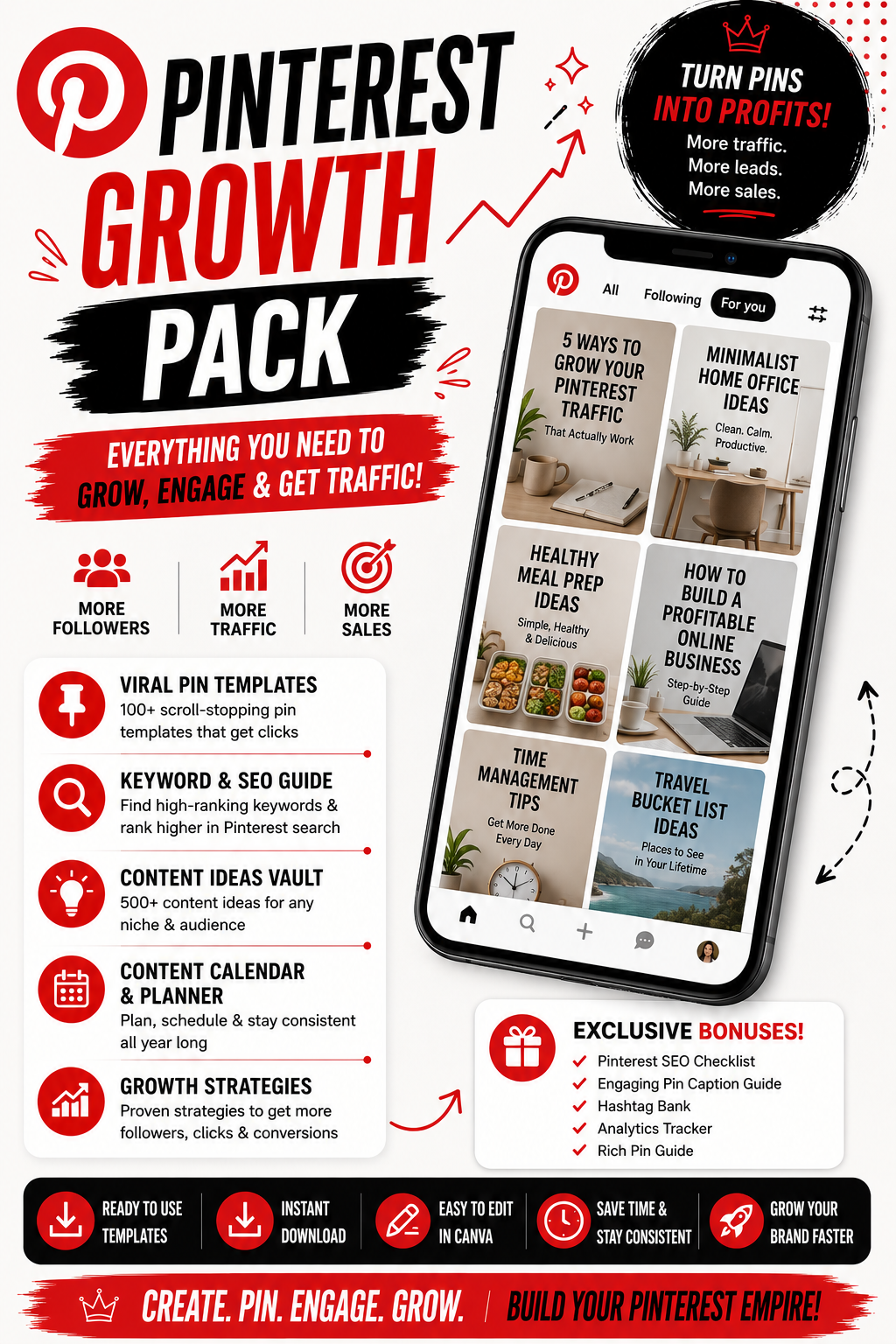 Pinterest Growth Pack | Traffic Growth Ideas & Templates