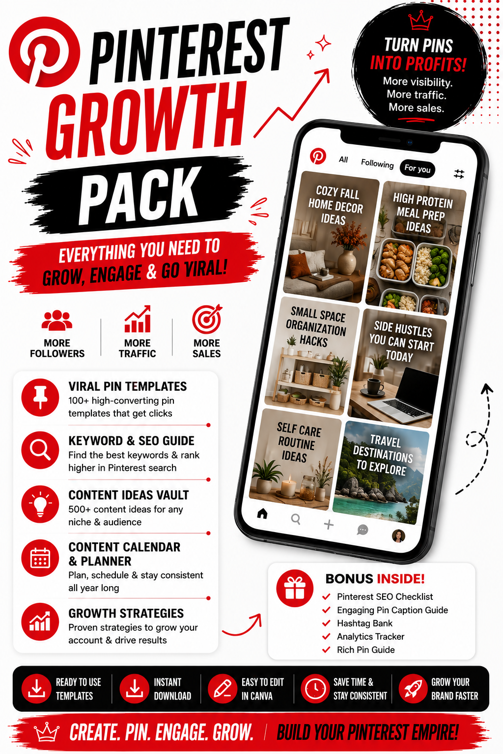 Pinterest Growth Pack | Traffic Growth Ideas & Templates