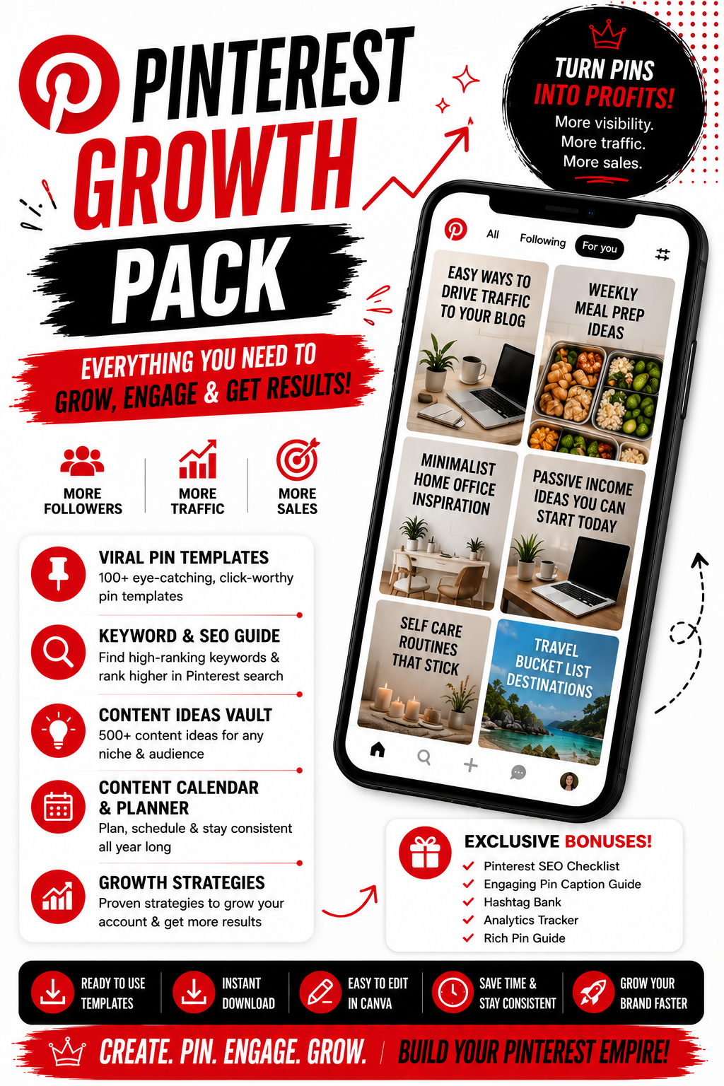 Pinterest Growth Pack | Traffic Growth Ideas & Templates