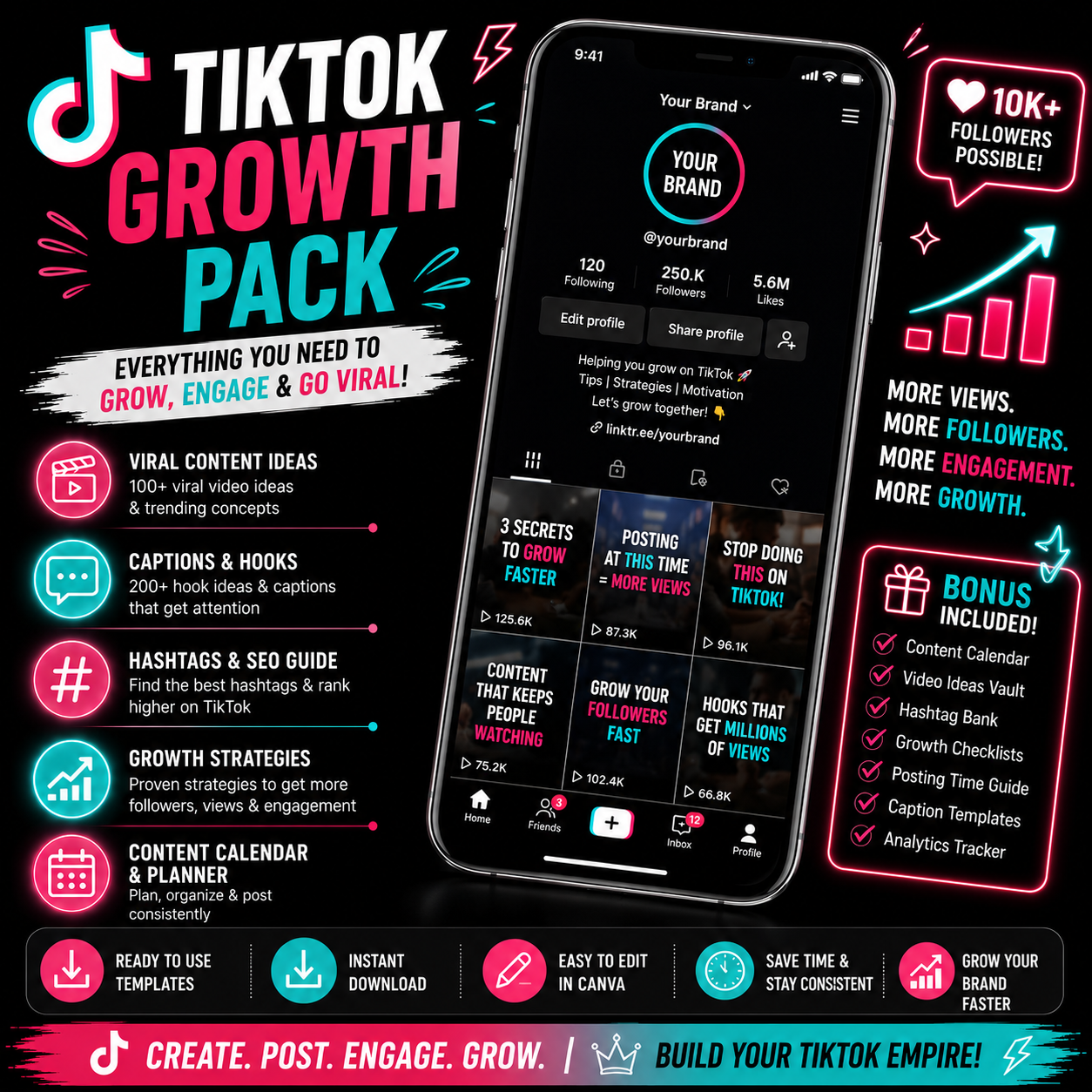 TikTok Growth Pack | Viral Content Ideas & Templates