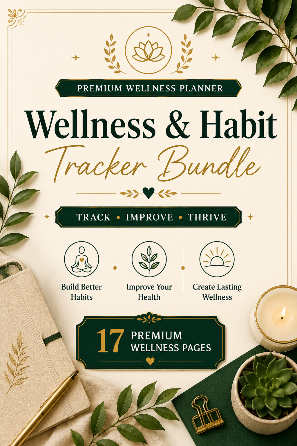 Wellness Planner Bundle | Habit Tracker, Self-Care Planner, Sleep Tracker, Meal Planner Printable PDF