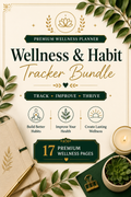 Wellness Planner Bundle | Habit Tracker, Self-Care Planner, Sleep Tracker, Meal Planner Printable PDF