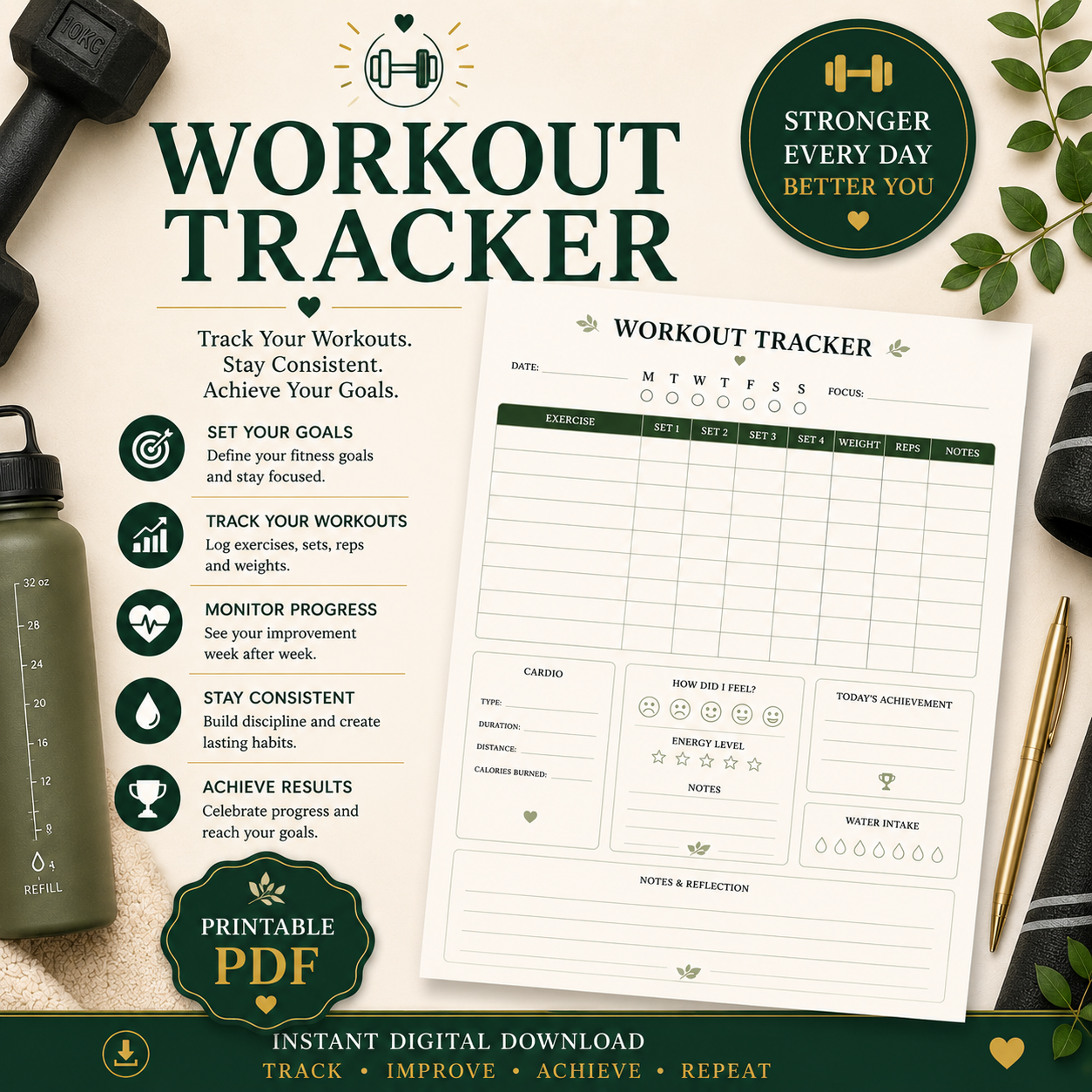 Wellness Planner Bundle | Habit Tracker, Self-Care Planner, Sleep Tracker, Meal Planner Printable PDF