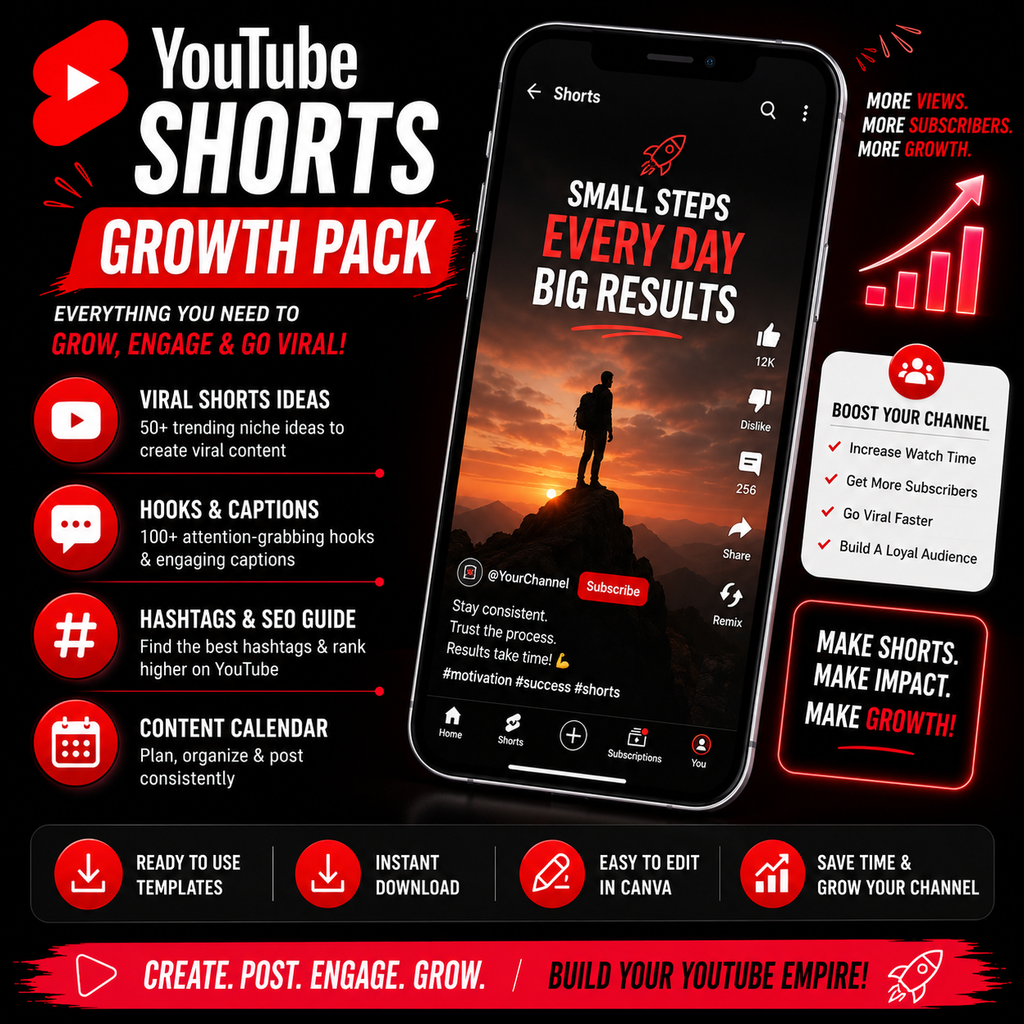 YouTube Shorts Growth Pack | Viral Content Ideas & Templates