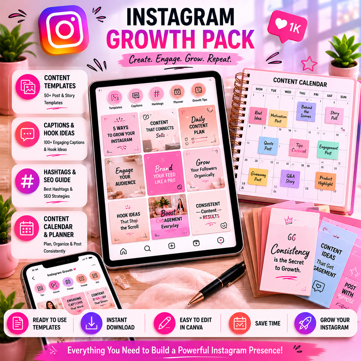 Instagram Growth Pack | Creator Growth Ideas & Templates