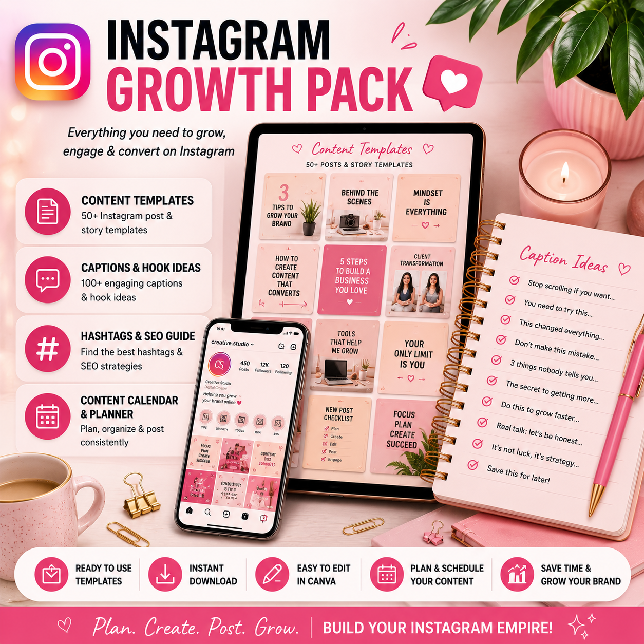 Instagram Growth Pack | Creator Growth Ideas & Templates